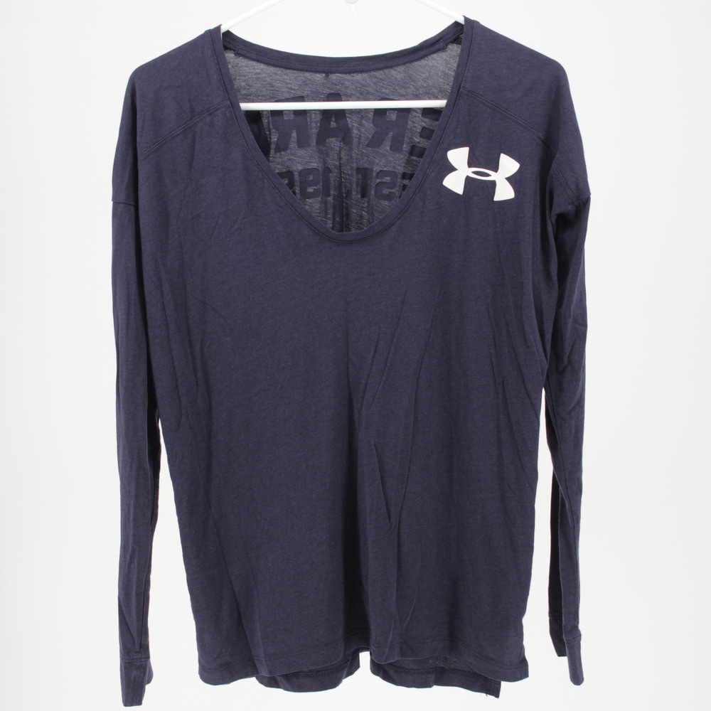 Under Armour Women's Navy Blue Graphic Long Sleeve T-Shirt Size L